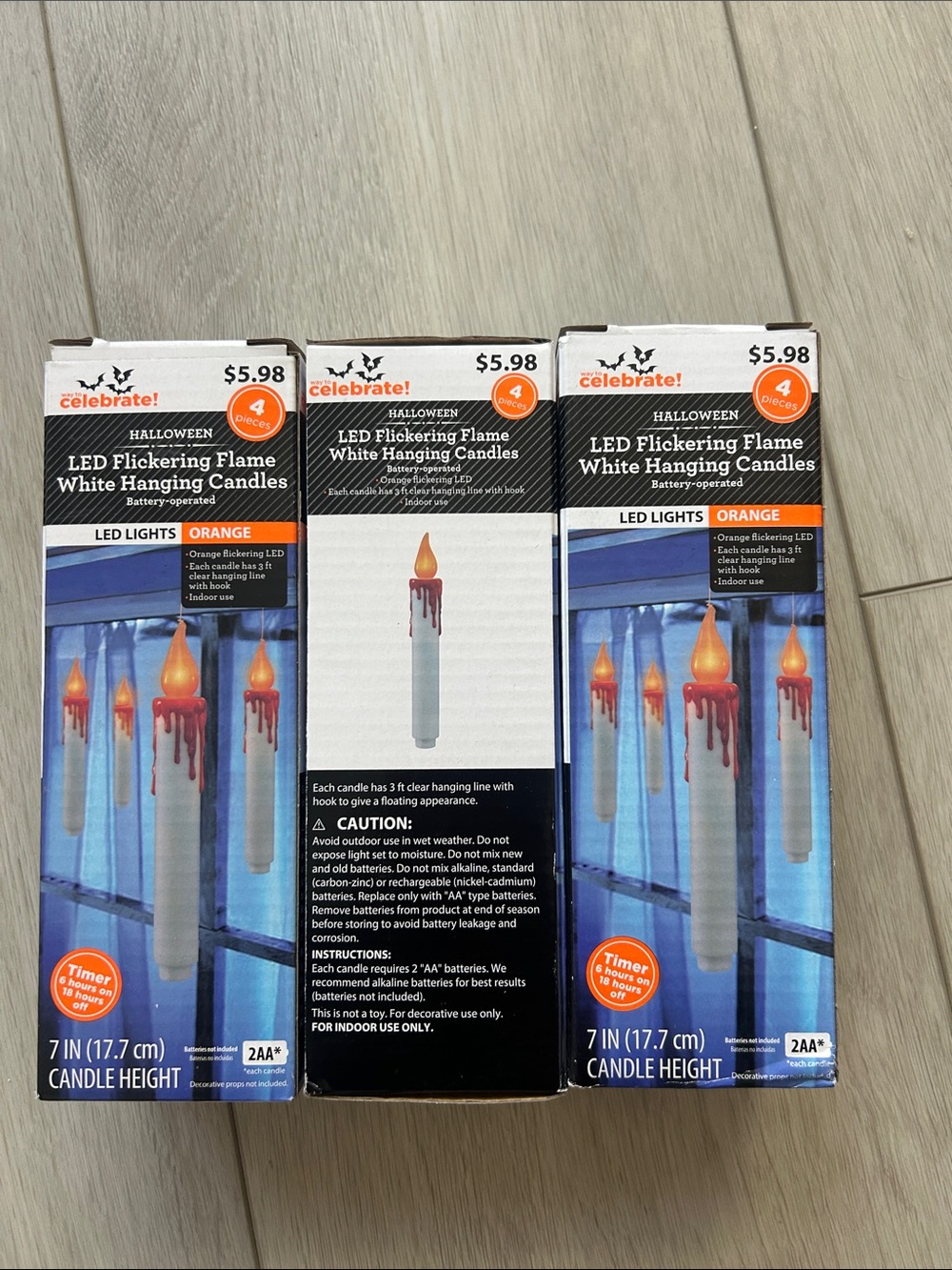 Orange LED Flickering Flame Hanging Candle - Pack of 4 3 Boxes 12 total candles